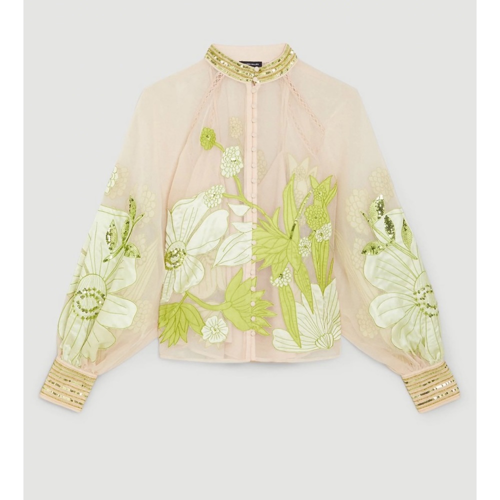 Karen Millen organdie appliquéd blouse